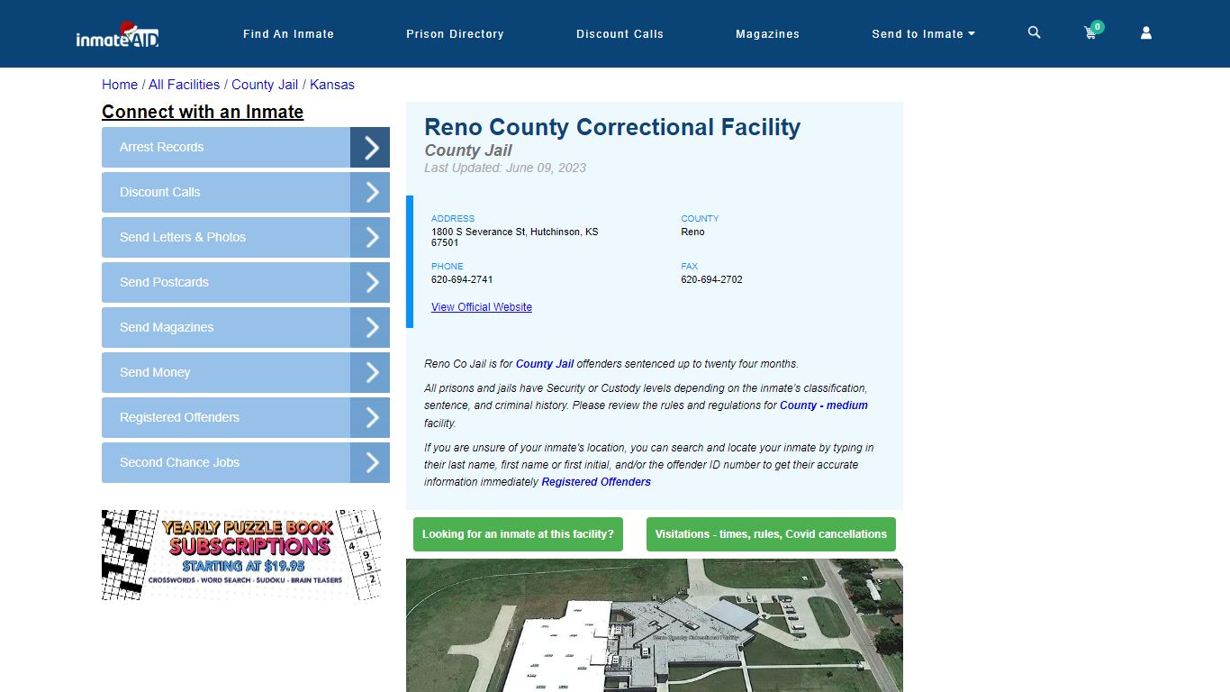 Reno County Correctional Facility - Inmate Locator - Hutchinson, KS
