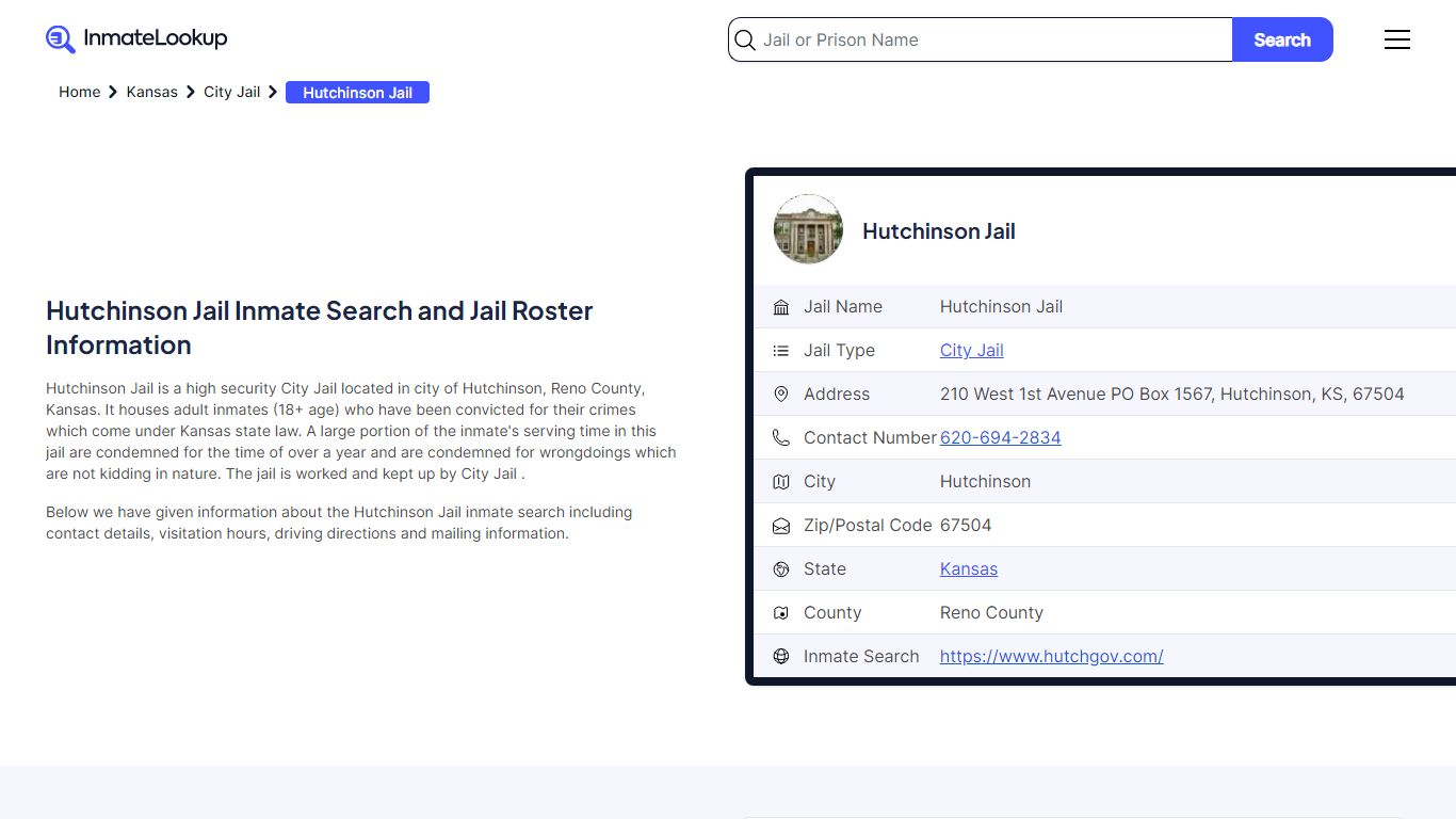 Hutchinson Jail (KS) Inmate Search Kansas - Inmate Lookup
